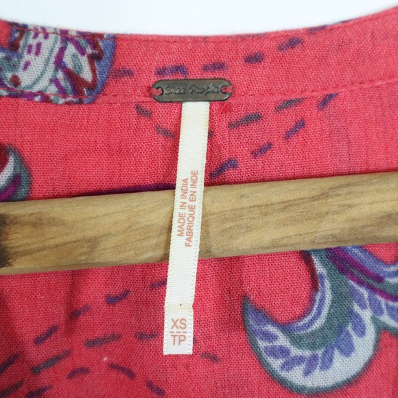 Free People Boho Flowy Paisley Tunic Size XS - Picture 2 of 3